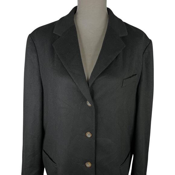 LL Bean Coat Blazer Wool Cashmere Blend 18W Black Pockets - Picture 10 of 16